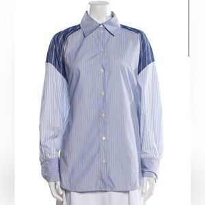 Sandro Striped Long Sleeve Button-Up Top